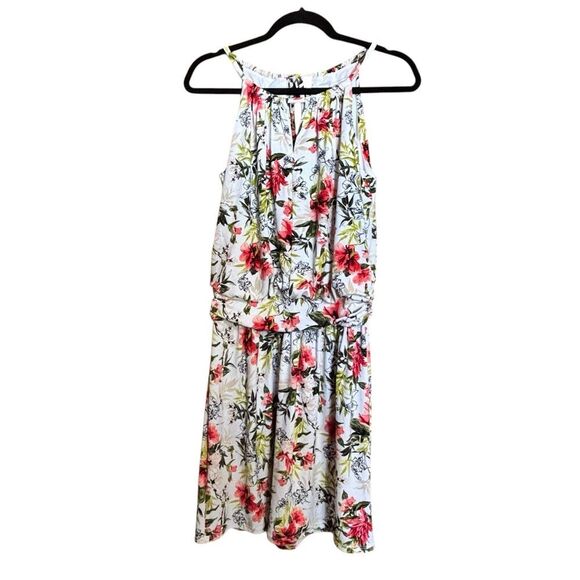White House Black Market Sundress Medium Multicolor Floral Print Flounce Dress - Picture 1 of 6